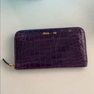 Miu Miu Purple Stamped Leather Wallet